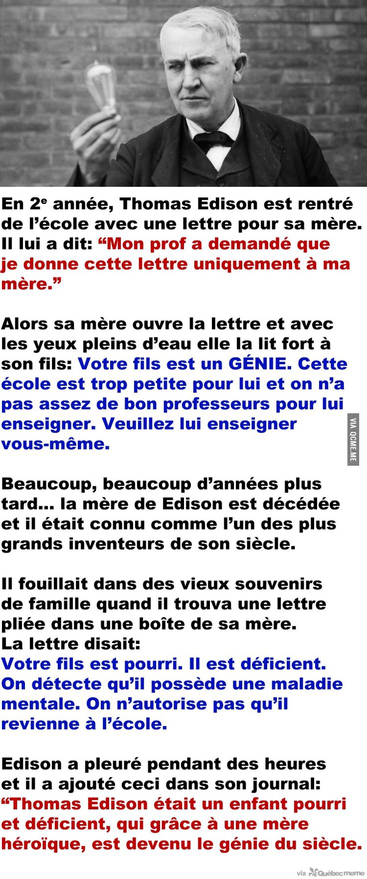 Les Plus Beaux Proverbes A Partager En 2e Annee Thomas Edison Est Rentre De L Ecole Avec Une Lettre Pour Sa M Citations Votre Source Numero 1 Pour Les Citations Et Proverbes